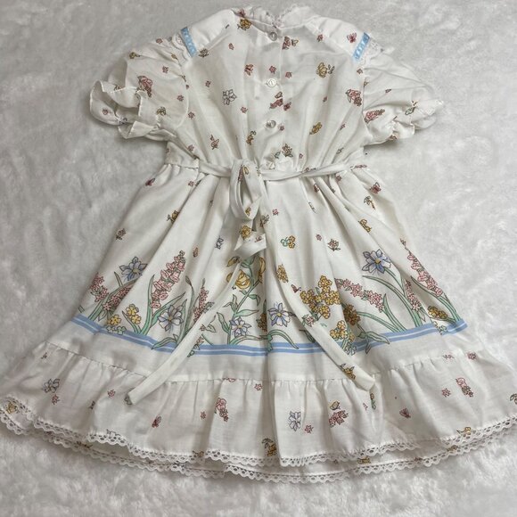 Vintage Wildflower Collection Floral Dress Girls‎ Size 5 High Neck Lace Cottage - Picture 7 of 13